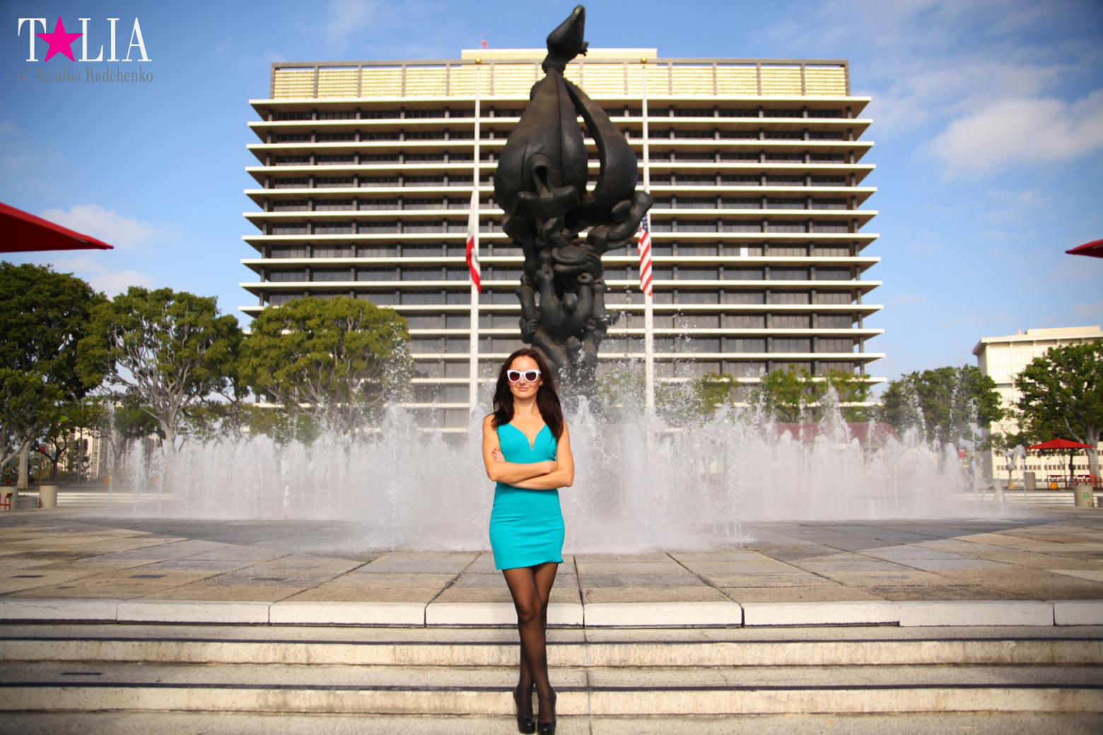 Даунтаун Лос Анджелеса + Знак LAX (Калифорния)